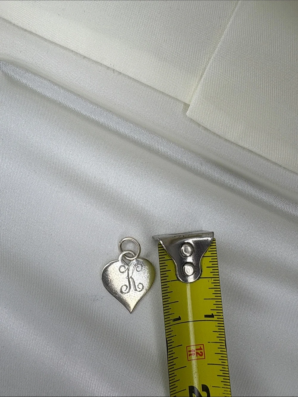 Sterling Silver Heart Initial “K” Pendant Charm